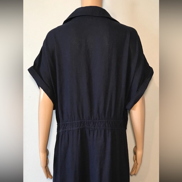 Unbranded Women's Dress Size 2X Navy Blue Button Up Cap Sleeve Linen Blend Maxi - Picture 5 of 10